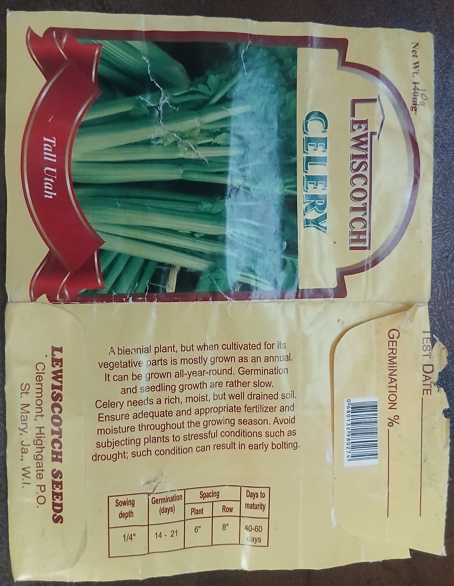 Seed packet without printed date